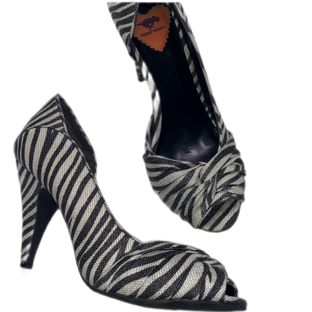 Rocket Dog Zebra Peep Toe Heels